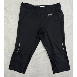 Marmot Capri Leggings Womens M Black Cropped Wicking Activewear Pants Reflectors